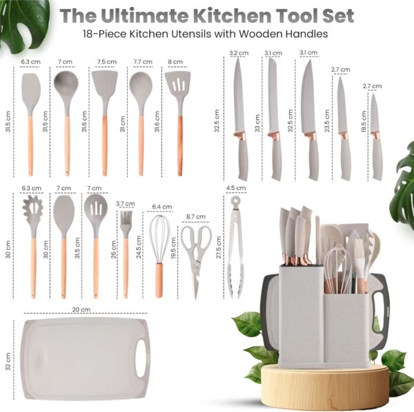 19 PCs Silicon Cooking & Knife Set - Image 3