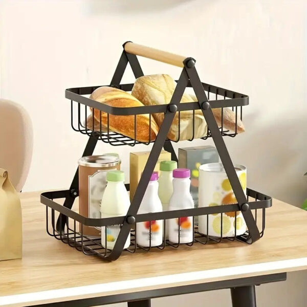 2 Tier Metalic Multi Purpose Storage Basket- Black