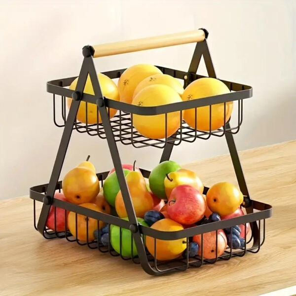 2 Tier Metalic Multi Purpose Storage Basket- Black - Image 3