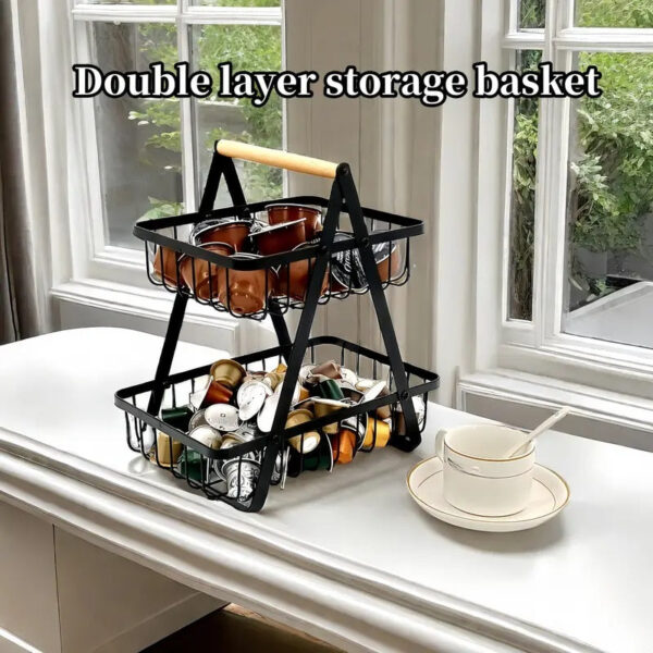 2 Tier Metalic Multi Purpose Storage Basket- Black - Image 4