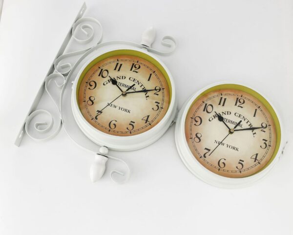 Antique Style Double Sided Wall Clock-White - Image 4