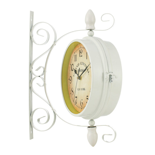 Antique Style Double Sided Wall Clock-White - Image 2